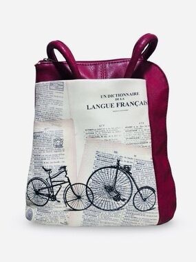 Espe French🧡 ☕️ RARE bicycle Red Vegan Leather Backpack